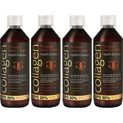Σετ Collagen ProActive Πόσιμο Κολλαγόνο Συμπλήρωμα Διατροφής με Κολλαγόνο για το Δέρμα, Μαλλιά & Νύχια 2400ml (4x600ml) - 2 Λεμόνι + 2 Φράουλα