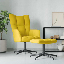 vidaXL Πολυθρόνα Relax με Υποπόδιο Βελούδινη Κίτρινη 328113