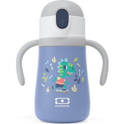 Monbento MB Stram Dino Παιδικό Μπουκάλι Θερμός Πλαστικό BPA Free με Καλαμάκι Μπλε 360ml