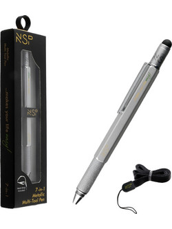 NSP ΣΤΥΛΟ 7 IN 1 METALLIC MULTI-TOOL PEN SILVER (WITH RED INK)