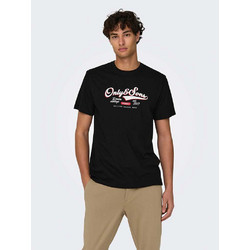 ONLY & SONS ONSLENNY LIFE REG VINTAGE PRINT TEE NOOS BLACK