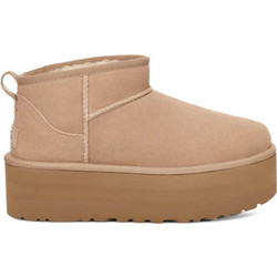 UGG Classic Ultra Mini Platform Γυναικεία Μποτάκια Πλατφόρμα Suede Μπεζ με Γούνα 1135092-SAN