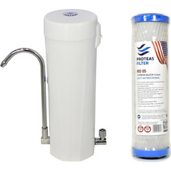 Proteas Filter EW-02-300 10" Μονό Φίλτρο Νερού Άνω Πάγκου με Ανταλλακτικό MD05 EW-10-333 & Βρυσάκι Διάφανο