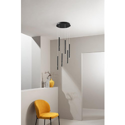 Ondaluce Tubic Κρεμαστό Φωτιστικό Οροφής LED 7W 3000K Φ35cm Nero SO.TUBIC/6-NERO
