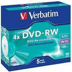DVD-RW Verbatim 5 Μονάδες Μαύρο 4,7 GB 4x (5 Μονάδες)