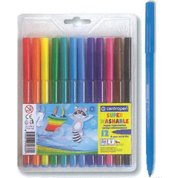 Centropen Super Washable Μαρκαδόροι Ζωγραφικής Σετ 12 Χρώματα 3τμχ