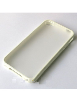 Iphone 4 4S TPU bumper Frame Matte clear back hard case cover White I4BUHCW