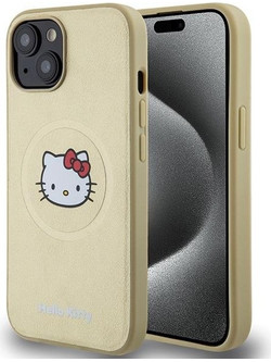 Hello Kitty Leather Kitty Head MagSafe case for iPhone 15 - gold