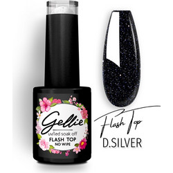 Gellie Flash Top Dark Silver Glitter Ημιμόνιμο Βερνίκι Νυχιών 10ml