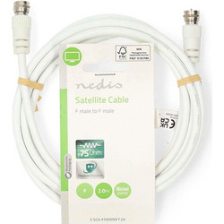 NEDIS CSGL41000WT20 Καλώδιο F αρσ. - F αρσ. 2.00m σε άσπρο χρώμα
