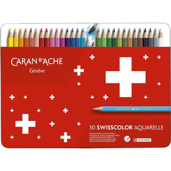 Caran d'Ache Swisscolor Aquarelle Κασετίνα Ξυλομπογιές Ακουαρέλας Σετ 30τμχ