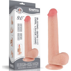 Lovetoy Sliding-Skin 9.0" Cock Ρεαλιστικό Dildo με Βεντούζα & Όρχεις 23cm Flesh