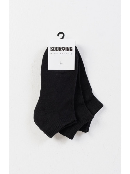 Κοντές Αθλητικές κάλτσες SOCKING 3 Pack ΛΕΥΚΟ ΜΑΥΡΟ 4445 - Μαύρο