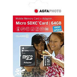 AgfaPhoto microSDXC 64GB Class 10 U1 UHS-I + Adapter