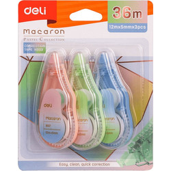 DELI ΔΙΟΡΘΩΤΙΚΗ ΤΑΙΝΙΑ 3Τ 5mmx12m MACARON ΑΣΣΟΡΤΙ 12τεμάχια