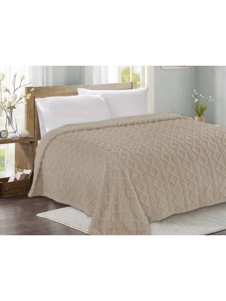 Κουβέρτα Fleece Με Sherpa Ανάγλυφη Luxe Soft Γαρύφαλλο 200x230 - Μπεζ