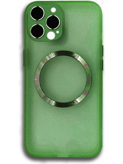 Back Cover Σιλικόνης με MagSafe και Προστασία Κάμερας για iPhone 14 Pro Max Διάφανο Πράσινο