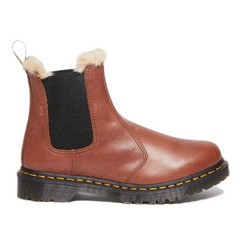 Dr. Martens 2976 Leonore Γυναικεία Μποτάκια Chelsea Δερμάτινα Ταμπά με Χοντρό Χαμηλό Τακούνι και Γούνα 27784225