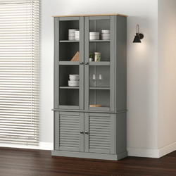 vidaXL Βιτρίνα VIGO Γκρι 85 x 35 x 170 εκ. από Μασίφ Ξύλο Πεύκου 353195