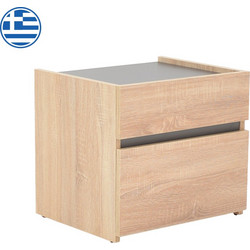 Κομοδίνο Comcie pakoworld σε φυσικό με γκρι απόχρωση 50x42x45.5εκ 362-000001