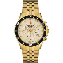 Swiss Alpine Military by Grovana Ανδρικό Ρολόι Χρονογράφος με Χρυσό Μεταλλικό Μπρασελέ SAM7022.9111