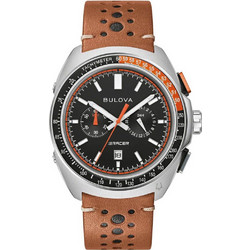 Bulova Racer Ανδρικό Ρολόι Χρονογράφος Αυτόματο με Καφέ Δερμάτινο Λουράκι 98B427