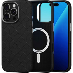 Θήκη iPhone 16 Pro Spacecase Classy Mag Σκληρή από Οικολογικό Δέρμα με MagSafe - Black (5905719112103)