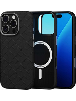 Θήκη iPhone 16 Pro Spacecase Classy Mag Σκληρή από Οικολογικό Δέρμα με MagSafe - Black (5905719112103)