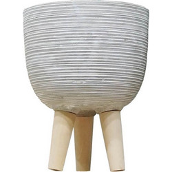 Artificial Plants ΚΑΣΠΩ ΓΚΡΙ ΜΠΩΛ ΤΣΙΜΕΝΤENIO ME ΞΥΛΙΝΑ ΠΟΔΙΑ Φ31x27.5/42.5cm 1/ΚΙΒ