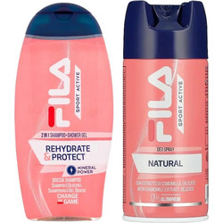FILA Rehydrate & Protect Sport Bath Set For Women Shampoo - Shower Gel 250ml & Deodorant Spray 150ml