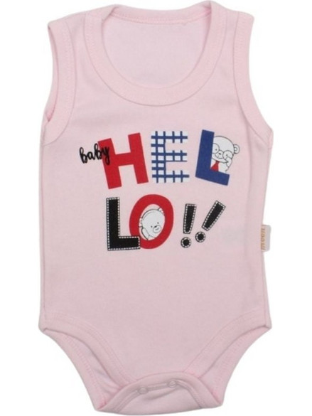 Κορμάκι Βρεφικό Αμάνικο Body Hello R9006 - ΡΟΖ