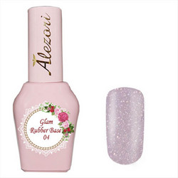 Alezori Glam 04 Rubber Base Glitter Ημιμόνιμο Βερνίκι Νυχιών