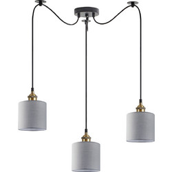 Home Lighting Κρεμαστό Φωτιστικό Οροφής Τρίφωτο Γκρι SE21-BR-10-BL3-SH2 77-8734