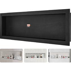 VEVOR ντουζιέρα έτοιμη για πλακάκια 40,64 x 127 cm, μονό ράφι οργάνωσης, τετράγωνες γωνίες επιτοίχια εσοχή, σφραγισμένη προστασία μοντέρνα θέση αποθήκευσης σαπουνιού για μπάνιο ντους, μαύρο
