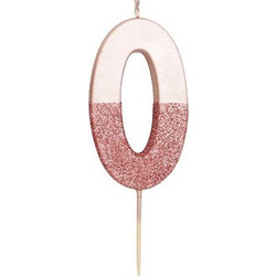 Kεράκι Nούμερο 0 Pοζ Xρυσό Mε Glitter Talking Tables
