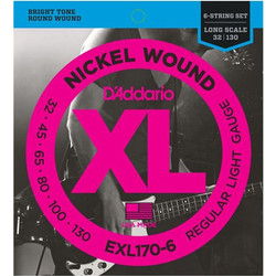 D'Addario EXL170-6 Σετ 6 Χορδές Ηλεκτρικού Μπάσου Nickel Plated Steel 32-130" Light Tension