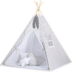 MINI Set: Teepees tent+play mat + decorative feathers- Chevron grey