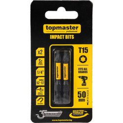 Μύτες κατσαβιδιού Impact Torx με Μέγεθος TX15 50mm 2τεμ. 338736 TOP MASTER