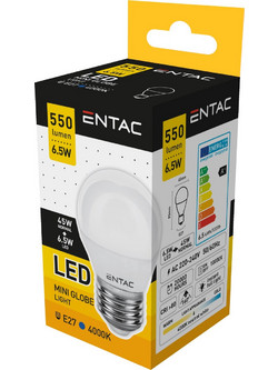 ENTAC LED ΣΦΑΙΡΙΚΗ 6.5W E27 4000K