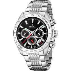 Festina Ανδρικό Ρολόι Χρονογράφος με Ασημί Μεταλλικό Μπρασελέ F20668/4