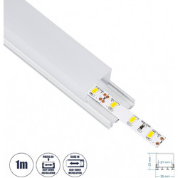 GloboStar SURFACEPENDANT-PROFILE 70848-1M Προφίλ Αλουμινίου - Βάση & Ψύκτρα Ταινίας LED με Λευκό Γαλακτερό Κάλυμμα - Επιφανειακή & Κρεμαστή Χρήση - Πατητό Κάλυμμα - Λευκό - 1 Μέτρο - Μ100 x Π2.6 x Υ2.