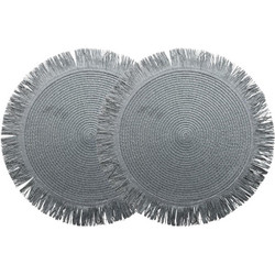 Σουπλά Ψάθα Σετ 2τμχ Στρογγυλό Grey 38cm Gusta