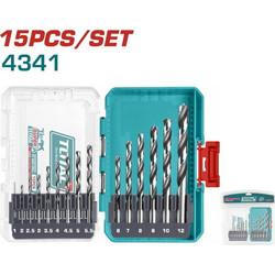 TOTAL Επαγγελματικό Σετ Τρυπάνια HSS 4341 15τεμ. TACSDL51506