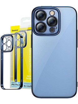 Baseus Glitter Back Cover Transparent / Blue (iPhone 14 Pro)