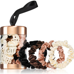 BrushArt Gift for You Slim satin scrunchie set λαστιχάκια για τα μαλλιά Black & Cream