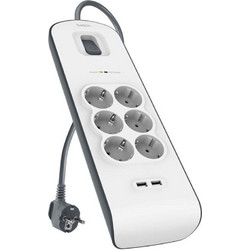 Belkin Steckdosenleiste 6-fach + 2xUSB-A, 2m Kabel BSV604vf2M-V2