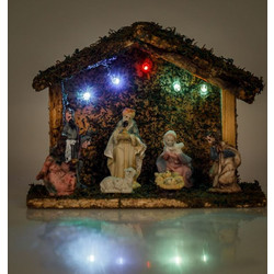 Χριστουγεννιάτικη Φάτνη με 5 LED 17.5x7.5x13cm &amp 7 Φιγούρες