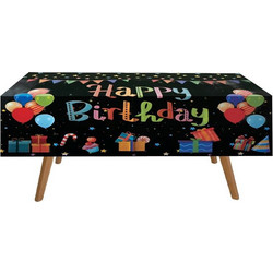 Τραπεζομάντηλο Πλαστικό Happy Birthday Μαύρο 137x183cm