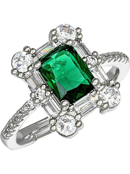 Ghetto Square Green Δαχτυλίδι με CZ