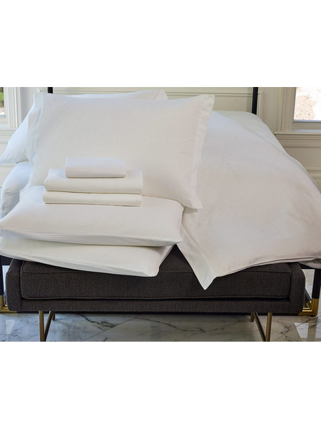 Μαξιλαροθήκη Oxford MK Solid Plain White Iris 150TC Cotton Blanc de Blanc (50x70+2) 1Τεμ